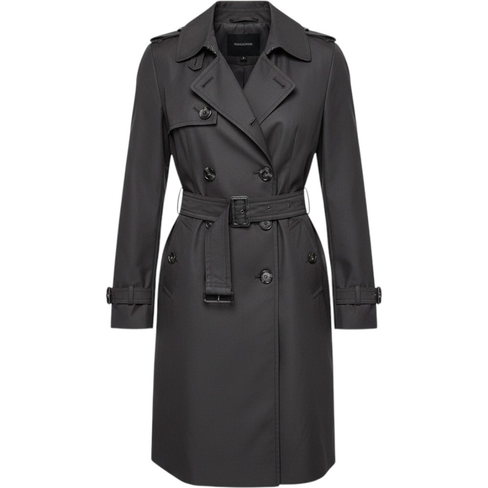 Colebrook Womens Black Double Breasted Belted Trench Coat Size S RN54163